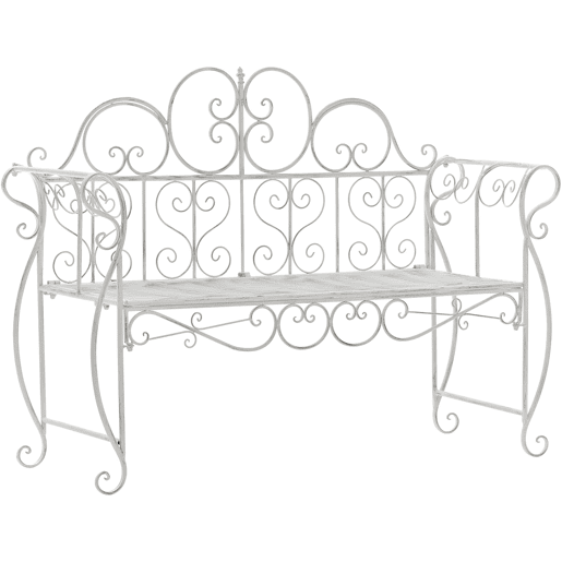 Banco de jardin Minna Metal Blanco antiguo 46X128X94 cm