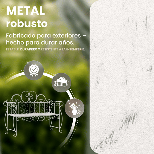 Banco de jardin Minna Metal Blanco antiguo 46X128X94 cm