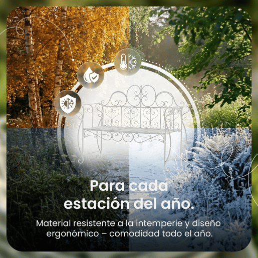 Banco de jardin Minna Metal Blanco antiguo 46X128X94 cm