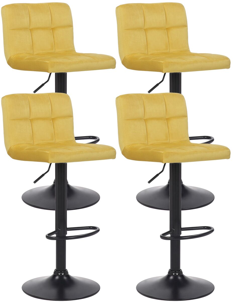 Set de 4 taburetes de bar feni en terciopelo amarillo 40x40x85 cm