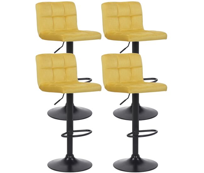 Set de 4 taburetes de bar feni en terciopelo amarillo 40x40x85 cm