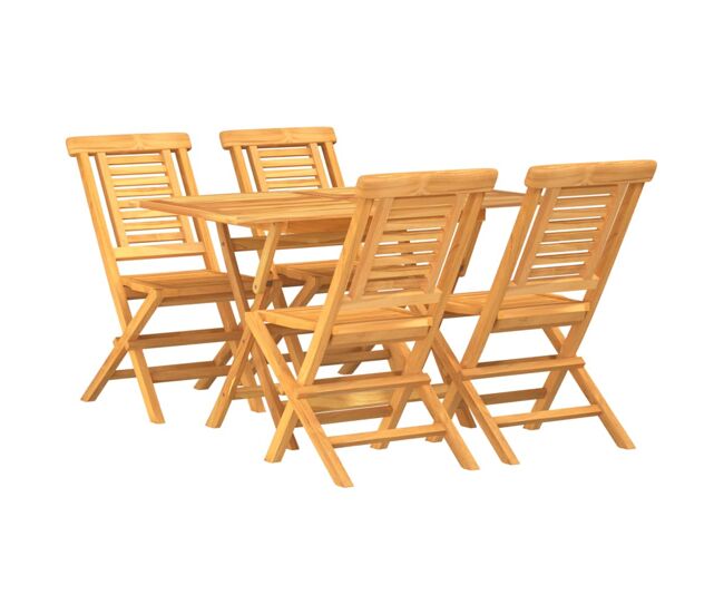 Juego de comedor para jardin 5 piezas madera maciza de teca