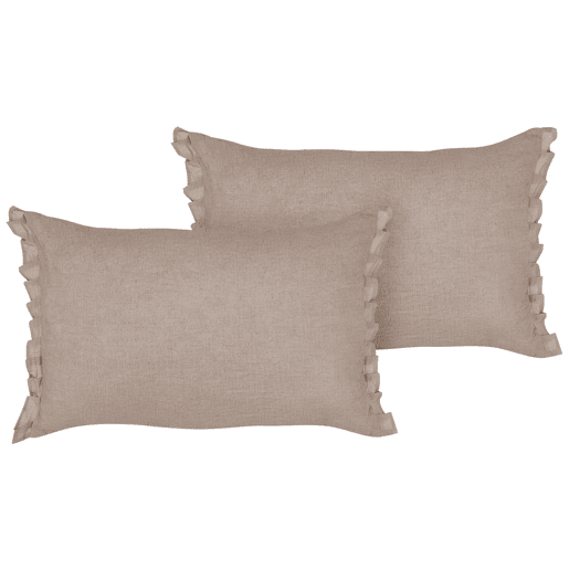 Conjunto de 2 almofadas decorativas SASSAFRAS Linho 30 x 45 cm Castanho claro Sólido
