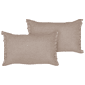 Conjunto de 2 almofadas decorativas SASSAFRAS Linho 30 x 45 cm Castanho claro Sólido