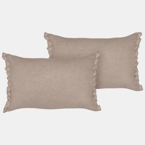 Conjunto de 2 almofadas decorativas SASSAFRAS Linho 30 x 45 cm Castanho claro Sólido