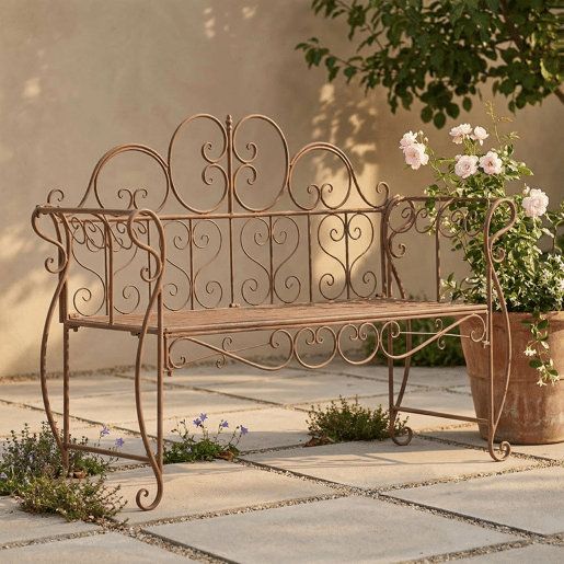 Banco de jardin Minna Metal Marrón antiguo 46X128X94 cm