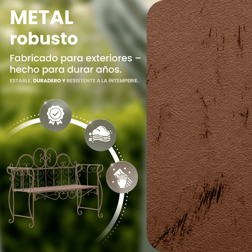 Banco de jardin Minna Metal Marrón antiguo 46X128X94 cm