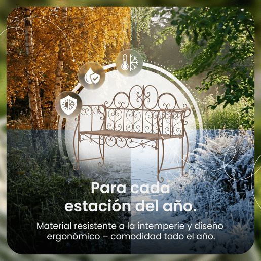 Banco de jardin Minna Metal Marrón antiguo 46X128X94 cm