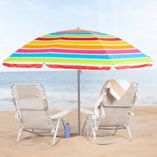 Aktive Guarda-chuva de praia inclinável riscas multicoloridas 220 cm UV50