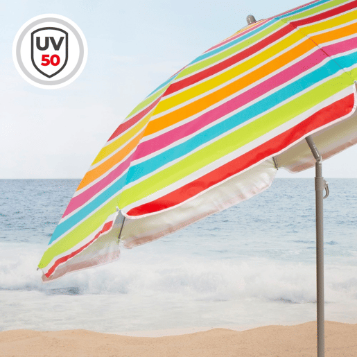 Aktive Guarda-chuva de praia inclinável riscas multicoloridas 220 cm UV50