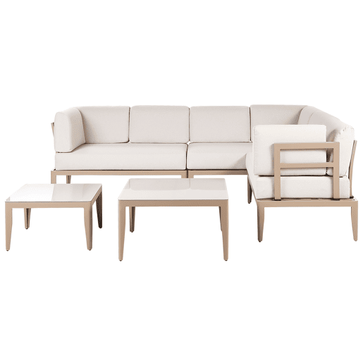 Conjunto de sofás de jardim de canto 6 lugares RIMA III à esquerda Metal Creme claro