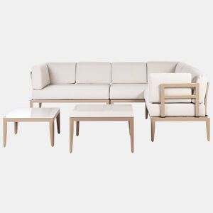Conjunto de sofás de jardim de canto 6 lugares RIMA III à esquerda Metal Creme claro