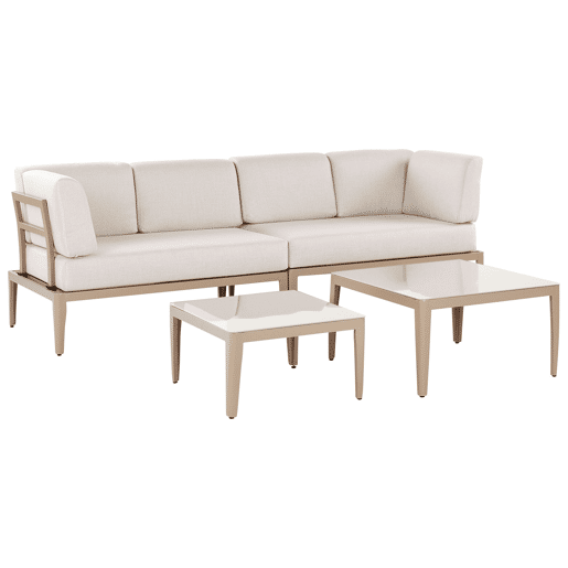 Conjunto de sofás de jardim de canto 6 lugares RIMA III à esquerda Metal Creme claro