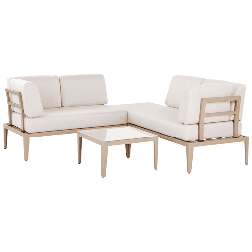 Conjunto de sofás de jardim de canto 6 lugares RIMA III à esquerda Metal Creme claro