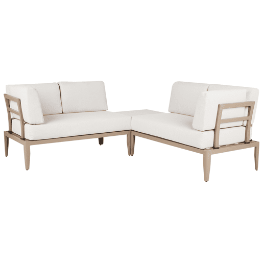 Conjunto de sofás de jardim de canto 6 lugares RIMA III à esquerda Metal Creme claro