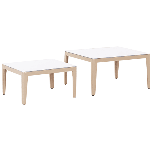 Conjunto de sofás de jardim de canto 6 lugares RIMA III à esquerda Metal Creme claro