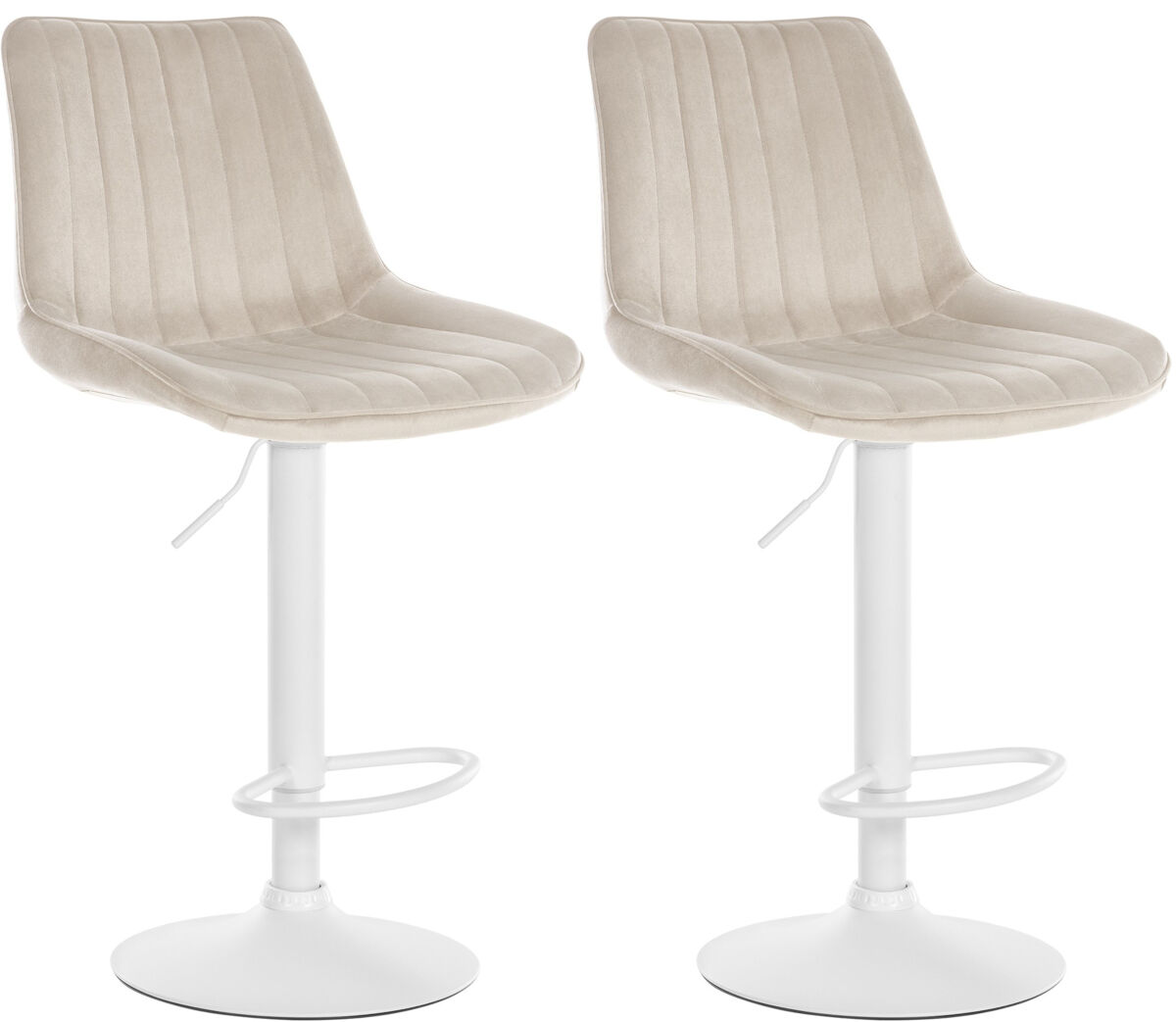 Set de 2 taburetes de bar toni en terciopelo crema 50x49.5x91 cm