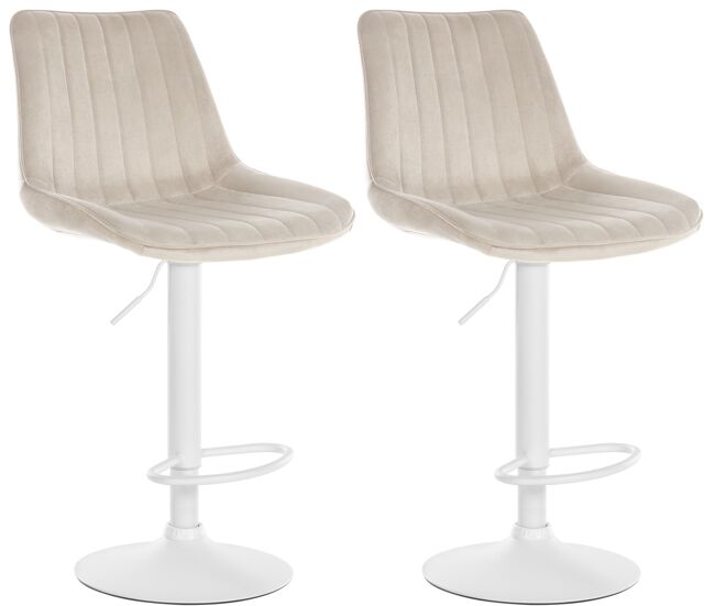 Set de 2 taburetes de bar toni en terciopelo crema 50x49.5x91 cm