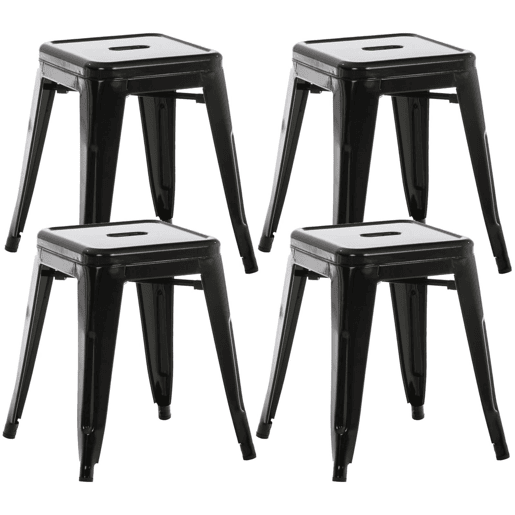 Set De 4 Taburetes Bajos Armin Metal Negro 40X40X46 cm