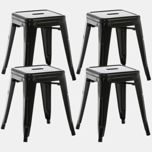 Set De 4 Taburetes Bajos Armin Metal Negro 40X40X46 cm