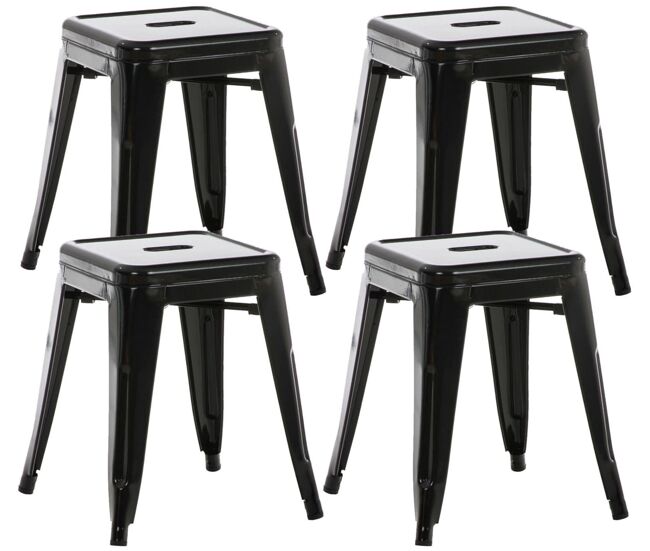 Set de 4 taburetes bajos armin metal negro 40x40x46 cm