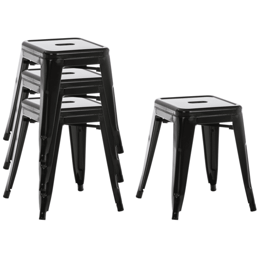 Set De 4 Taburetes Bajos Armin Metal Negro 40X40X46 cm