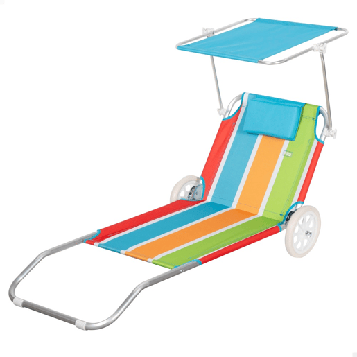 EspreguiƧadeira de praia Aktive 2 em 1 calmofada acolchoada e guarda-sol EspreguiƧadeira de praia Aktive 2 em 1 calmofada acolchoada e guarda-sol