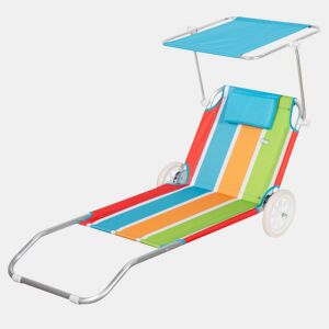 Espreguiçadeira de praia Aktive 2 em 1 calmofada acolchoada e guarda-sol
