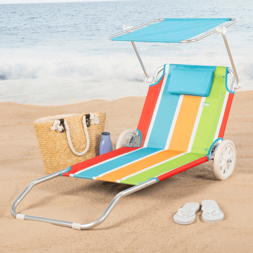 EspreguiƧadeira de praia Aktive 2 em 1 calmofada acolchoada e guarda-sol EspreguiƧadeira de praia Aktive 2 em 1 calmofada acolchoada e guarda-sol