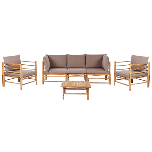 Beliani Conjunto lounge Madeira de bambu CERRETO Beliani Conjunto lounge Madeira de bambu CERRETO