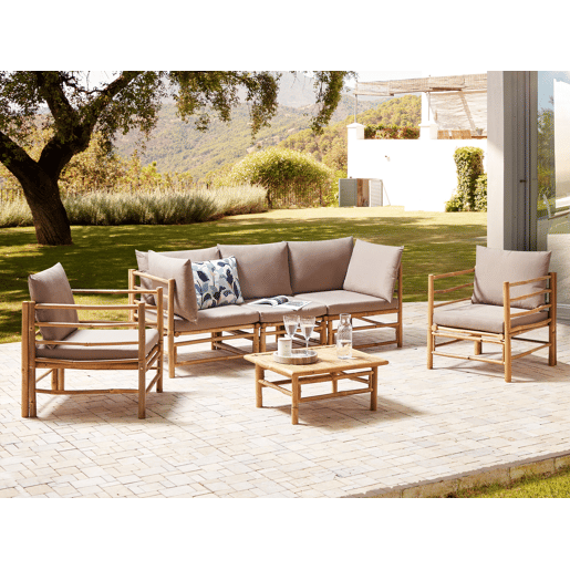 Beliani Conjunto lounge Madeira de bambu CERRETO Beliani Conjunto lounge Madeira de bambu CERRETO