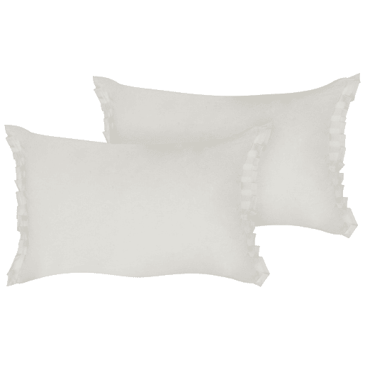 Conjunto de 2 almofadas decorativas SASSAFRAS Linho 30 x 45 cm Branco creme Sólido