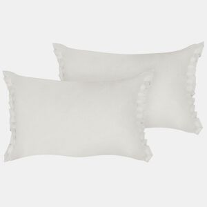 Conjunto de 2 almofadas decorativas SASSAFRAS Linho 30 x 45 cm Branco creme Sólido