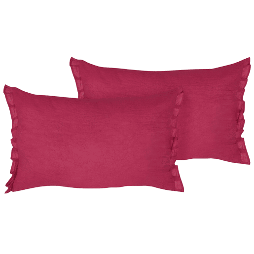 Conjunto de 2 almofadas decorativas SASSAFRAS Linho 30 x 45 cm Bordeaux Sólido