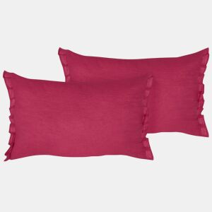 Conjunto de 2 almofadas decorativas SASSAFRAS Linho 30 x 45 cm Bordeaux Sólido