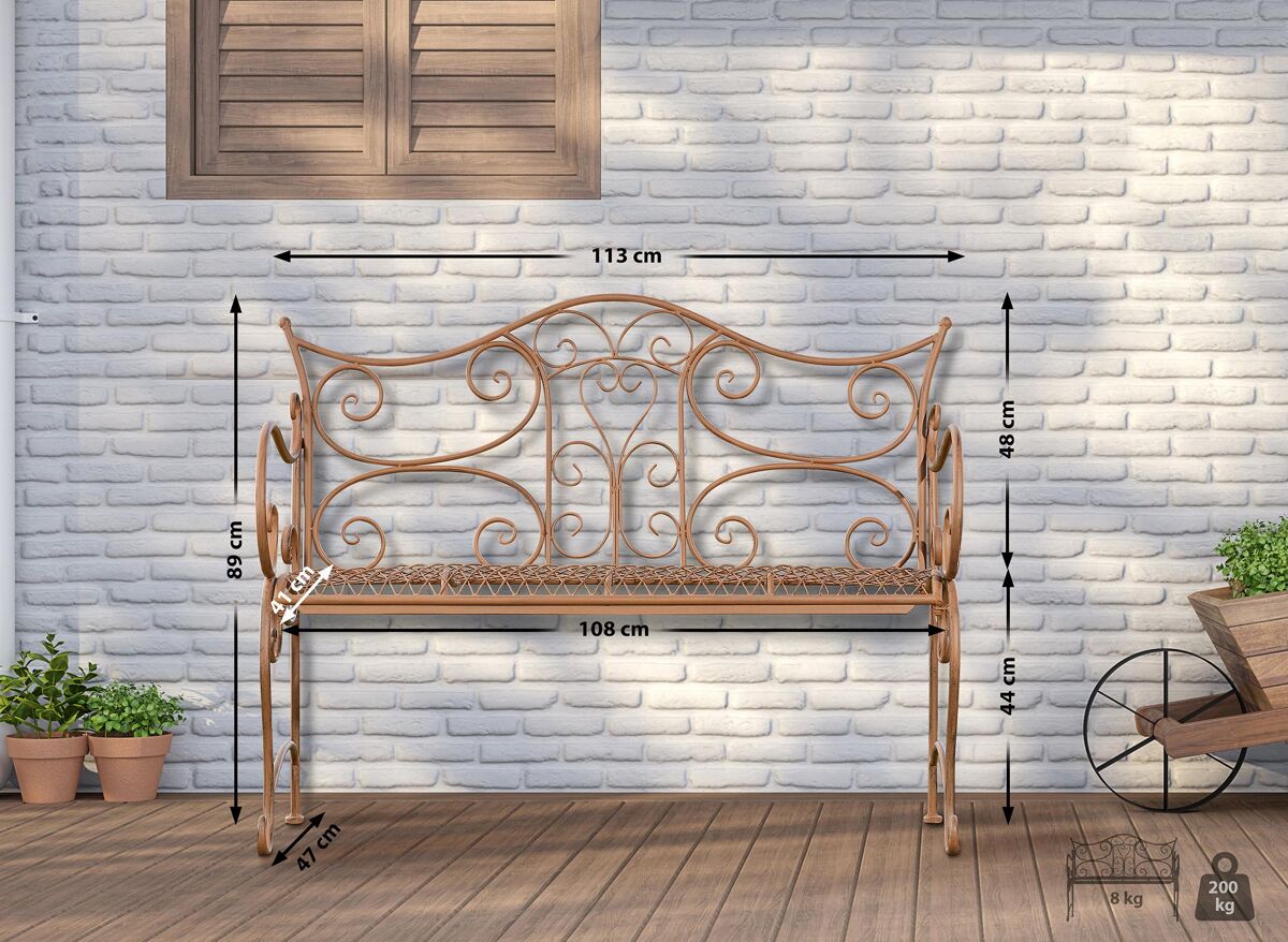Banco de jardín - Tara - Metal 113x47 Marrón Claro