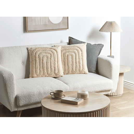 Conjunto de 2 almofadas decorativas TATSOI Algodão 45 x 45 cm Creme Padrão geométrico