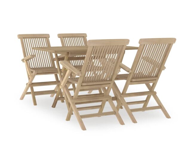 Juego de comedor de jardin 5 piezas madera maciza de teca