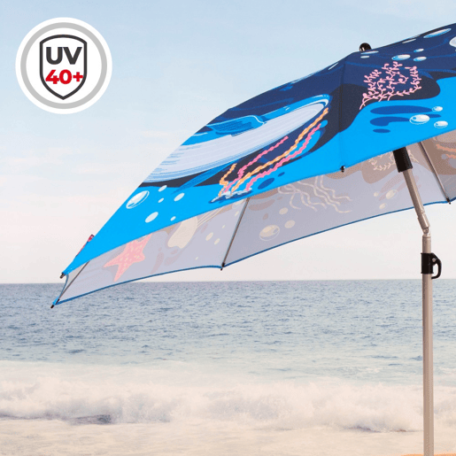 Aktive Guarda-sol de praia 8 varetas 200 cm mundo marinho