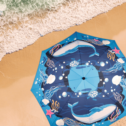 Aktive Guarda-sol de praia 8 varetas 200 cm mundo marinho