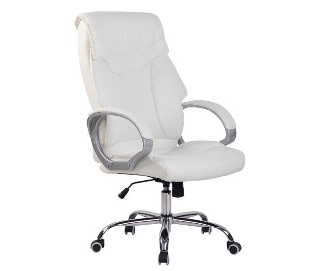 Silla de oficina torro simil cuero blanco 65x64x118 cm