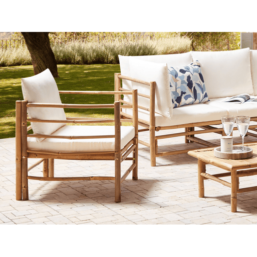 Poltrona de jardim CERRETO Madeira de bambu Branco creme