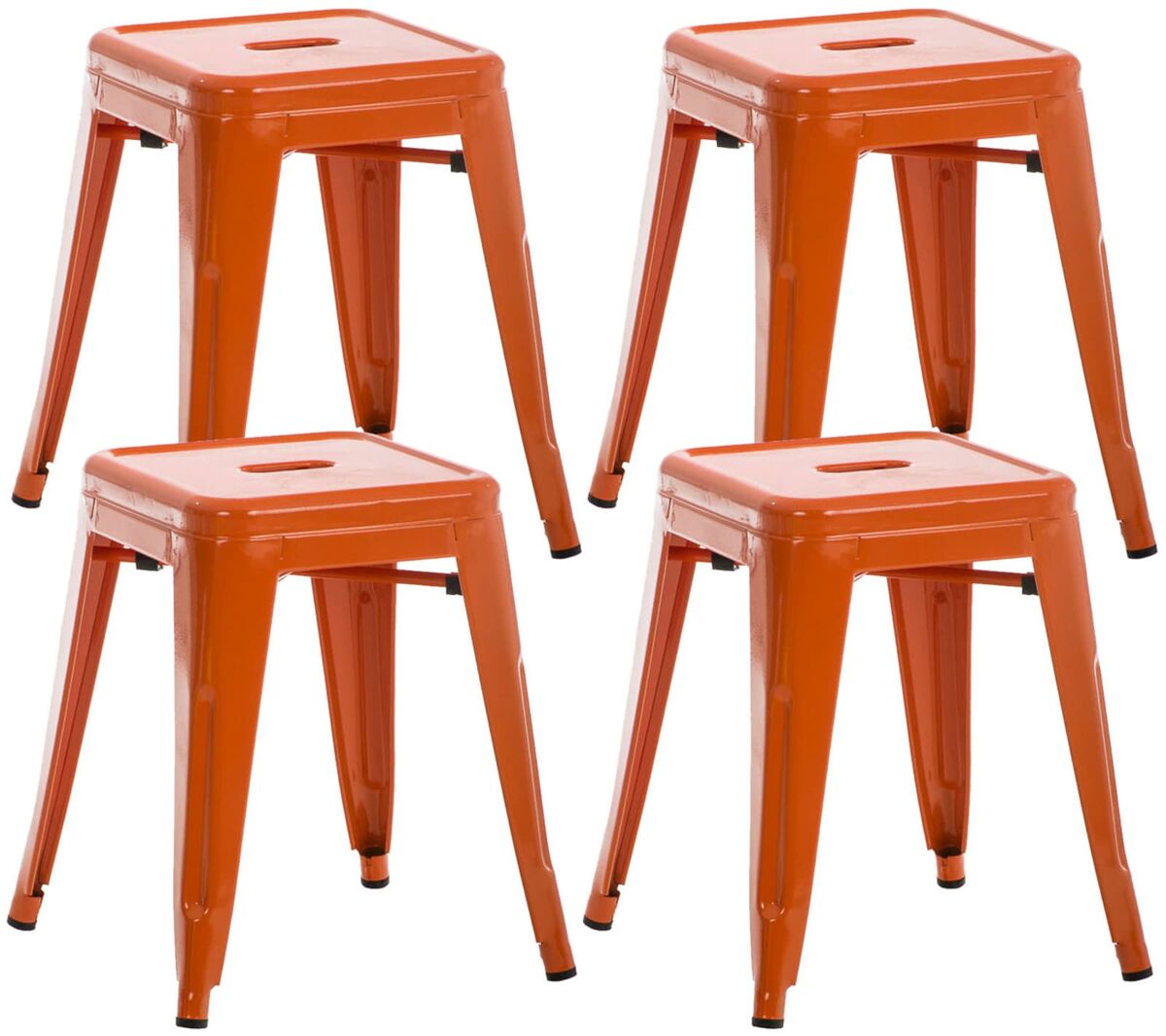 Set de 4 taburetes bajos armin metal naranja 40x40x46 cm