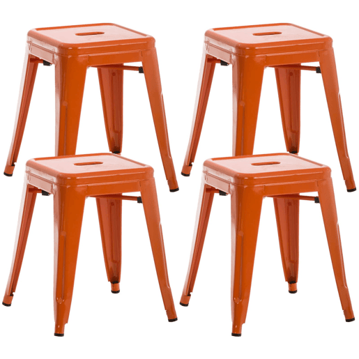 Set De 4 Taburetes Bajos Armin Metal Naranja 40X40X46 cm