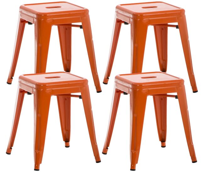 Set de 4 taburetes bajos armin metal naranja 40x40x46 cm