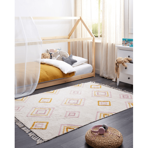 Tapete LASHE Branco creme 140 x 200 cm Algodão Tapete LASHE Branco creme 140 x 200 cm Algodão