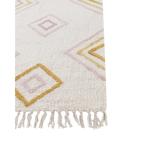 Tapete LASHE Branco creme 140 x 200 cm Algodão Tapete LASHE Branco creme 140 x 200 cm Algodão