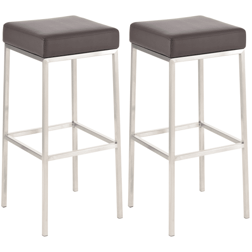 Set De 2 Taburetes Montreal ~ Altura 80 cm Simil cuero Marrón 37X37X80 cm