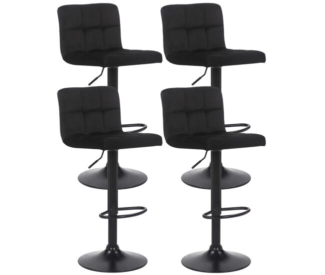 Set de 4 taburetes de bar feni en terciopelo negro 40x40x85 cm