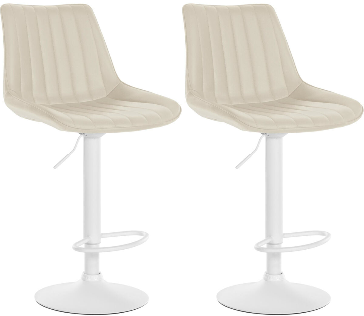Juego de 2 taburetes de bar toni en polipiel simil cuero crema 50x49.5x91 cm